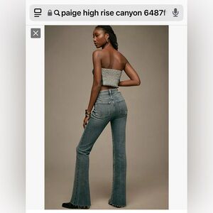 PAIGE Blue Flare Laurel Wide Leg Jeans with High-Waisted Sz 24 NWT